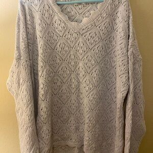 Women’s United States Sweater Co Open Knit Scalloped oversized sweater Sz med